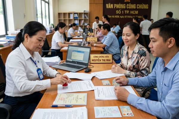 Công chứng hợp đồng mua bán xe điện Vinfast LUX A