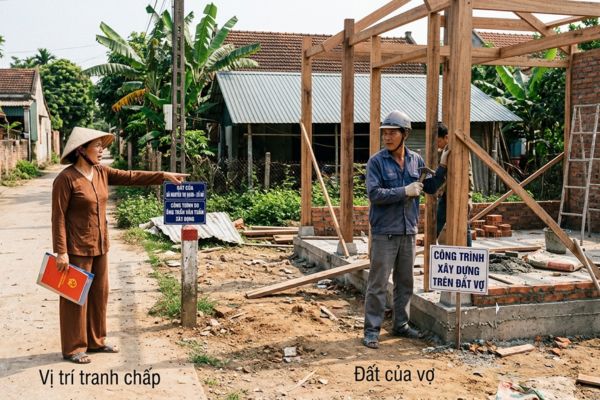 Khi một bên vợ hoặc chồng xây dựng công trình trên đất của bên kia
