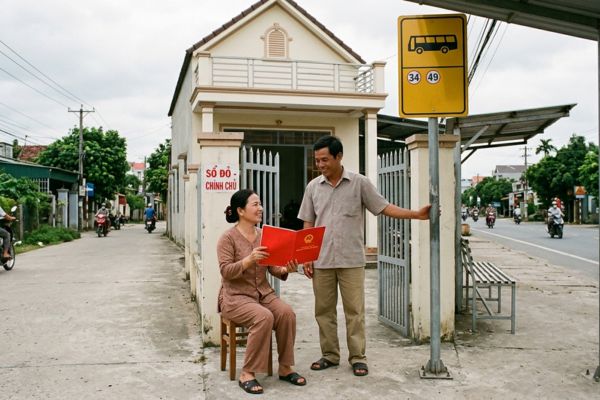 Mua nhà đất có sổ đỏ nhưng đất có trạm xe buýt
