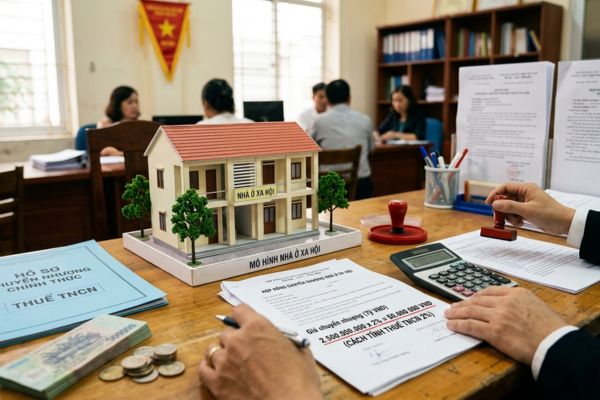 Cách tính tiền thuế thu nhập cá nhân 2% khi thực hiện chuyển nhượng Nhà ở xã hội hợp pháp