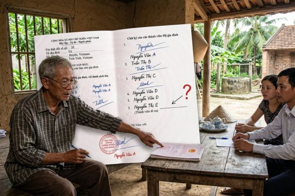 Mua đất của hộ gia đình nhưng thiếu chữ ký của thành viên đi xa