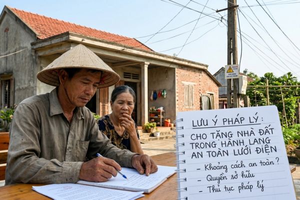 Cho tặng nhà đất dính hành lang an toàn lưới điện: Lưu ý pháp lý quan trọng