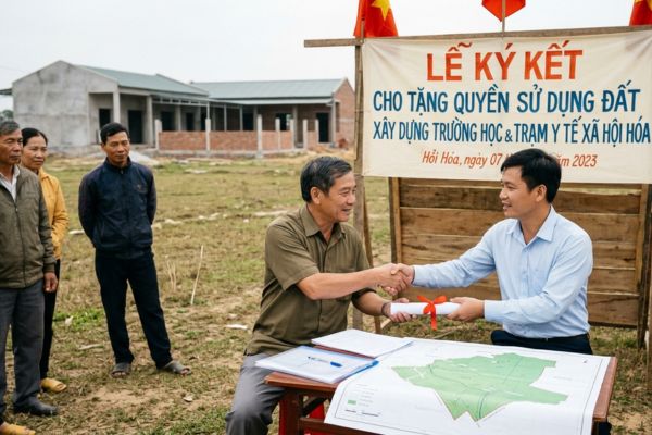 Cho tặng quyền sử dụng đất làm dự án xã hội hóa giáo dục, y tế