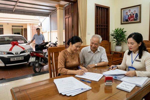 Công chứng tặng cho xe ô tô, xe máy giữa các thành viên gia đình: Thủ tục và chi phí