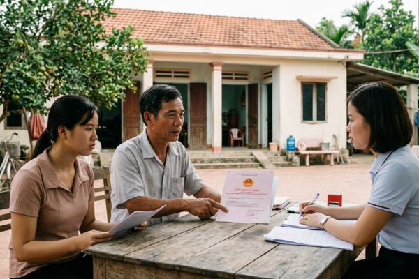 Tặng cho nhà đất khi sổ đỏ cấp cho "Hộ gia đình" mà có thành viên đã chết