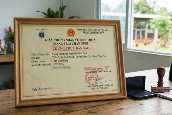 Chứng thực bản sao Giấy chứng nhận tiêu chuẩn vệ sinh thú y đối với trang trại