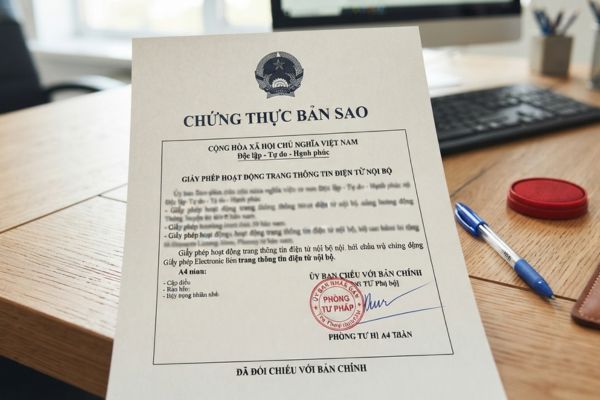 Chứng thực bản sao Giấy phép hoạt động trang thông tin điện tử nội bộ