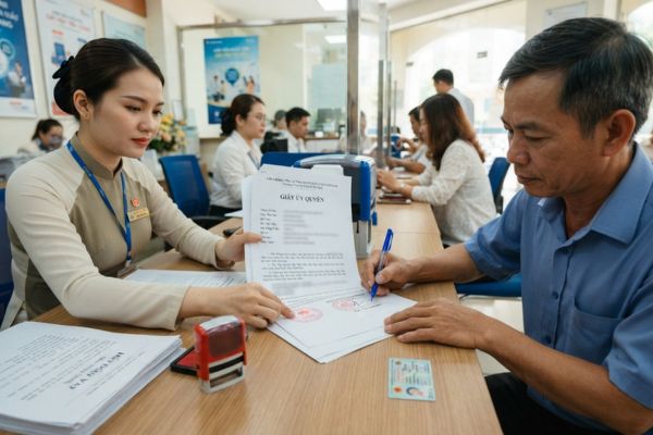 Chứng thực chữ ký trên giấy ủy quyền thay mặt nộp tiền thế chấp vay ngân hàng