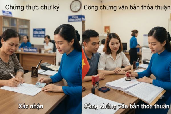 Sự khác biệt giữa chứng thực chữ ký và công chứng văn bản thỏa thuận