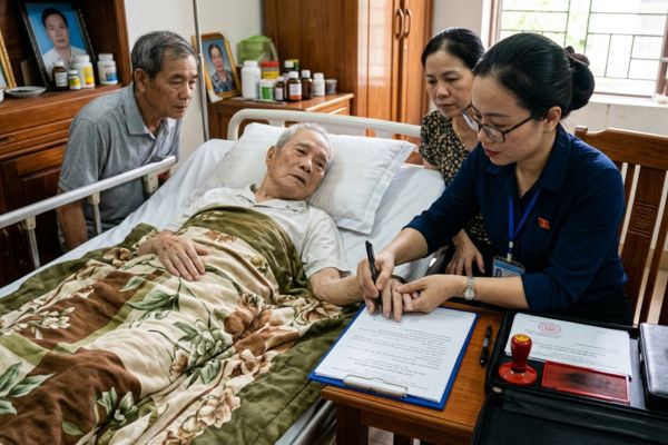 Thủ tục chứng thực chữ ký đối với người mắc bệnh không thể cử động tay