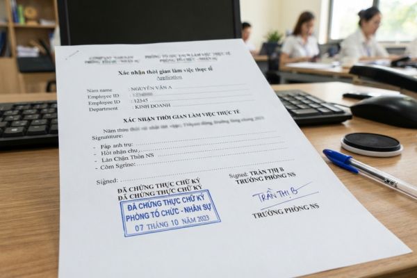 Chứng thực chữ ký trên đơn xin xác nhận thời gian làm việc thực tế