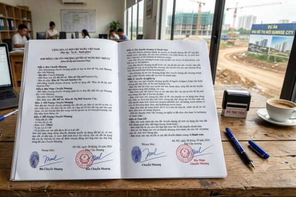 Hợp đồng chuyển nhượng đất thổ cư thuộc dự án khu đô thị mới