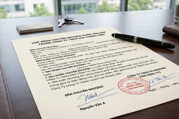 Hợp đồng chuyển nhượng phần vốn góp trong công ty TNHH 2 thành viên