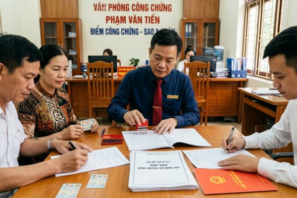 Hợp đồng góp vốn bằng quyền sử dụng đất vào doanh nghiệp: Quy trình công chứng