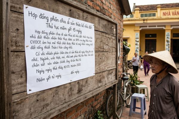 Hợp đồng phân chia di sản thừa kế nhà đất: Thủ tục niêm yết 15 ngày